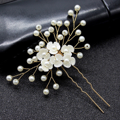 3 Piece Wedding Bridal Pearl Flower Crystal Hair Pins - Click Image to Close